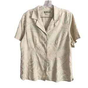 Vintage Tommy Bahama Women's Hawaiian Shirt Size L Floral Paisley 100% Silk
